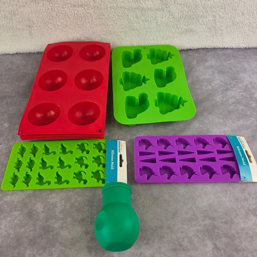 Way To Celebrate Silicone Molds Bundle Sphere Dinosaur Unicorn Christmas Set
